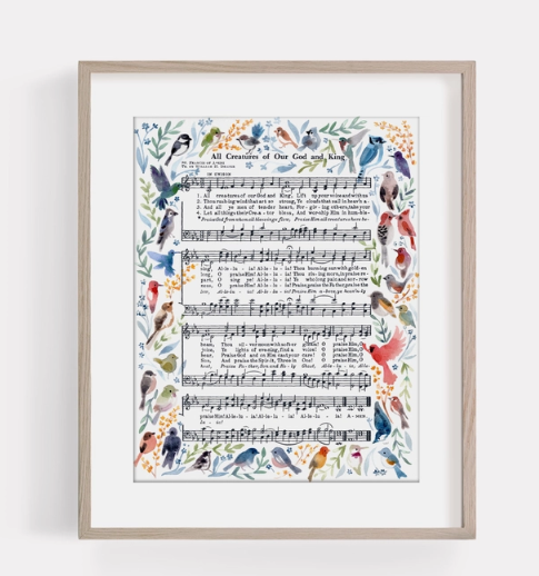 "All Creatures of Our God and King" Bird Hymn Print - Marydean Draws