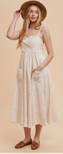 Farmer's Field Gingham Maxi Dress - Cream