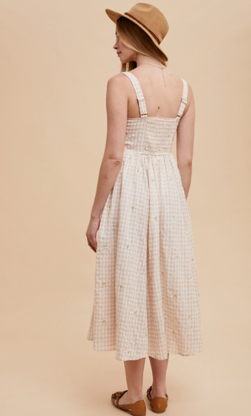 Farmer's Field Gingham Maxi Dress - Cream