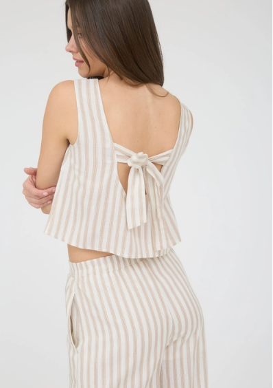 Striped Bow Tie Top