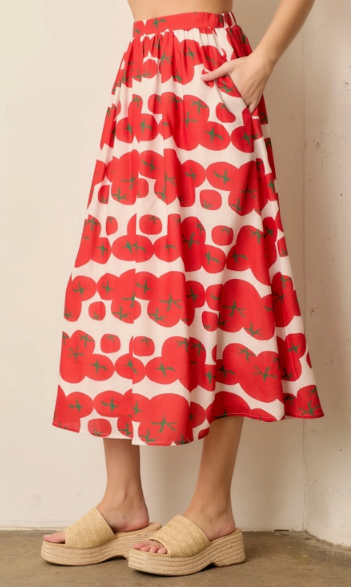 Tomato Garden Maxi Skirt