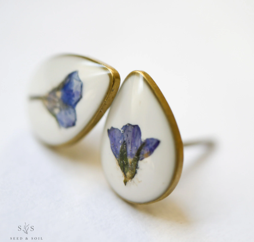 Forget-me-not Teardrop Earrings - Seed and Soil