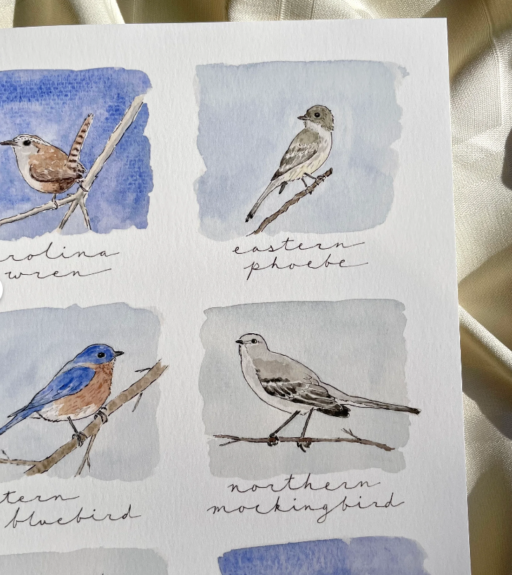 "For the Birds" Virginia Birds Print - Glasswater Art Co.