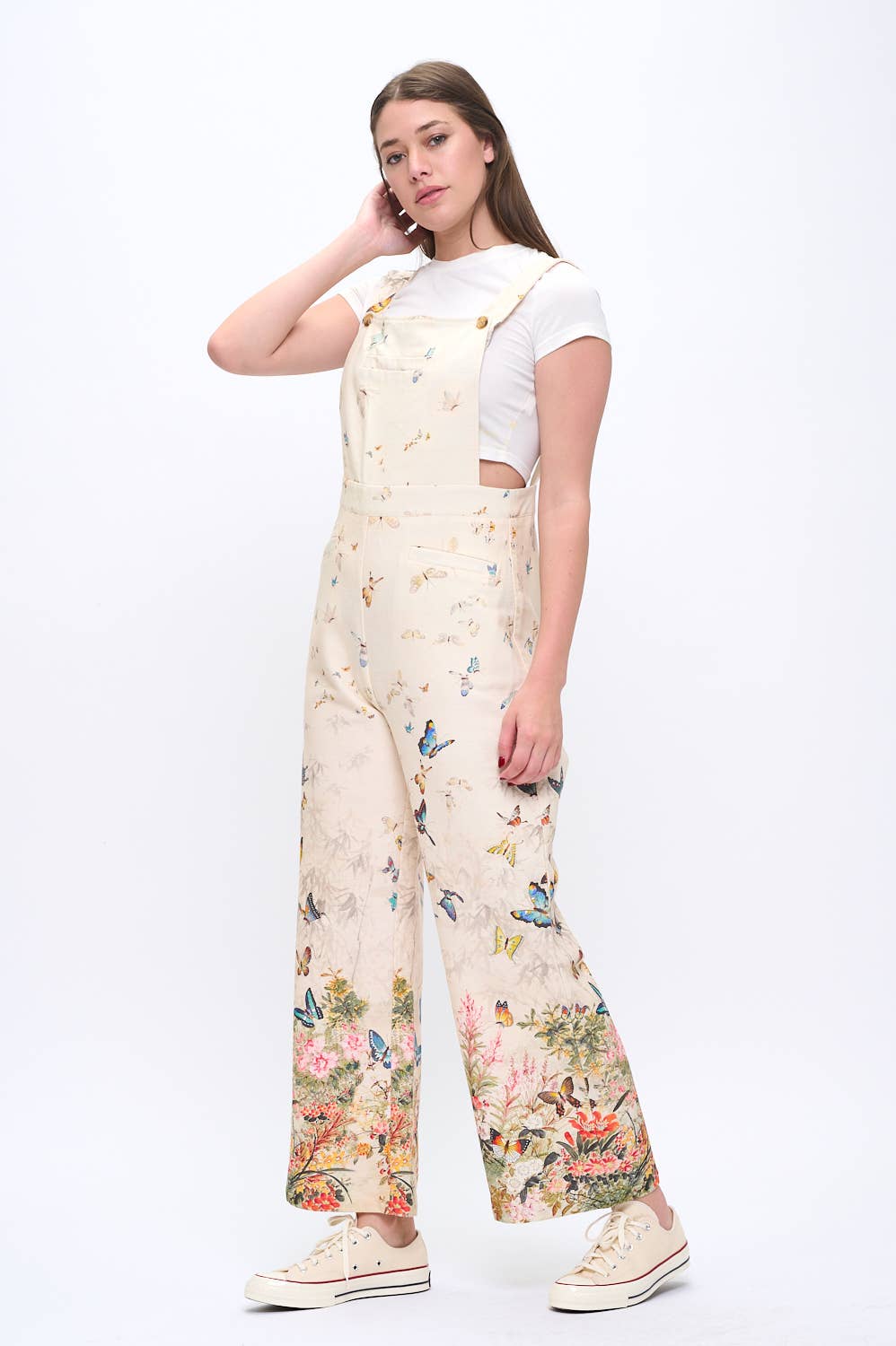 Butterfly Garden Cream Overalls