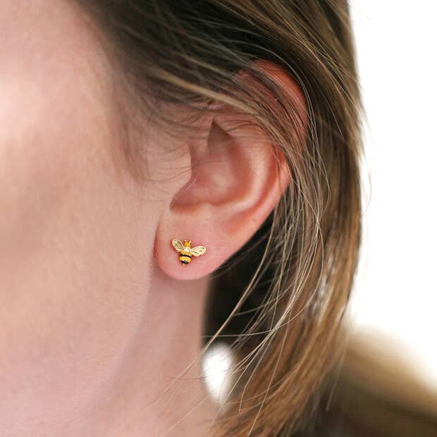 Mismatched Bee and Daisy Stud Earrings