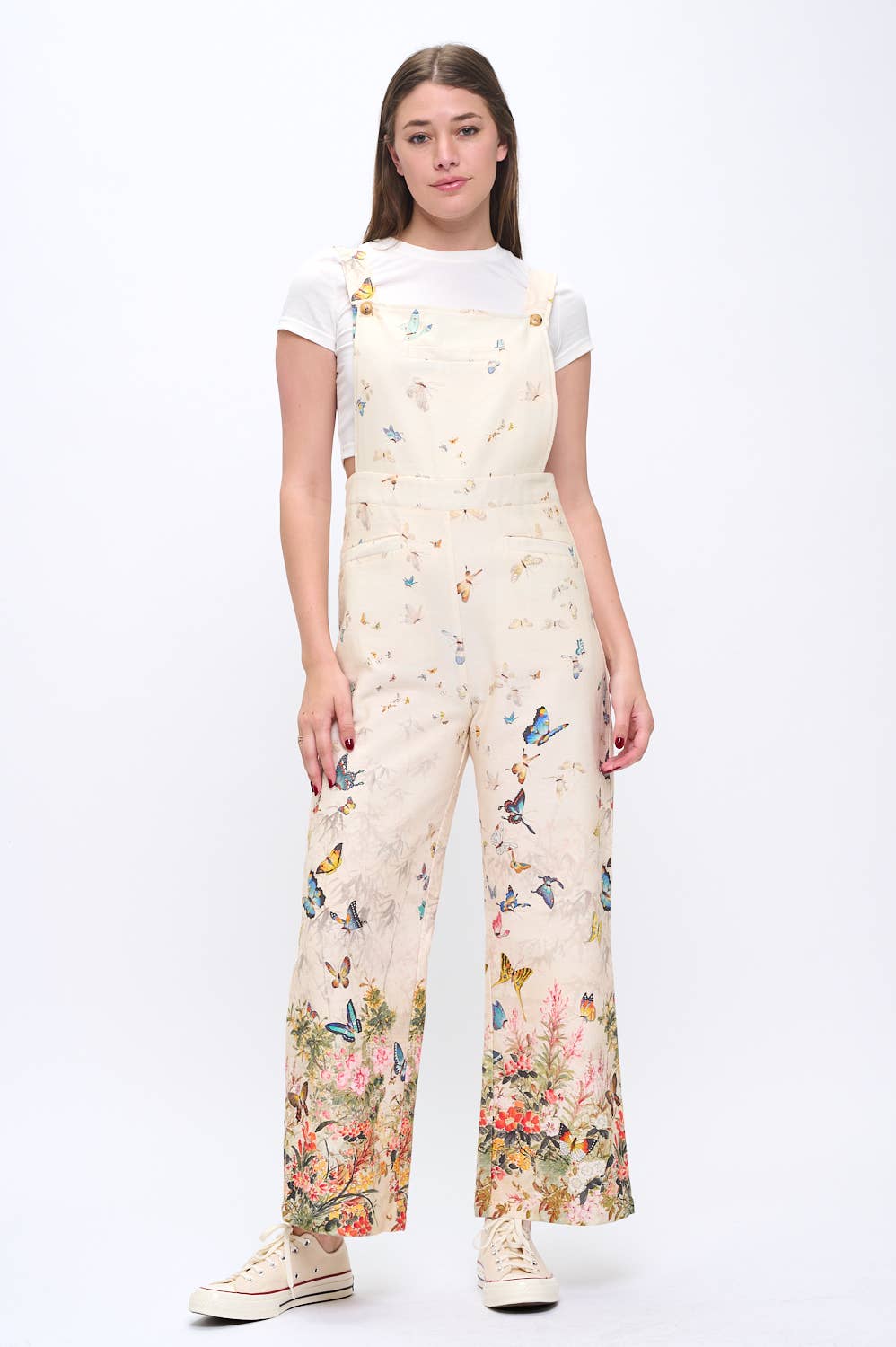 Butterfly Garden Cream Overalls