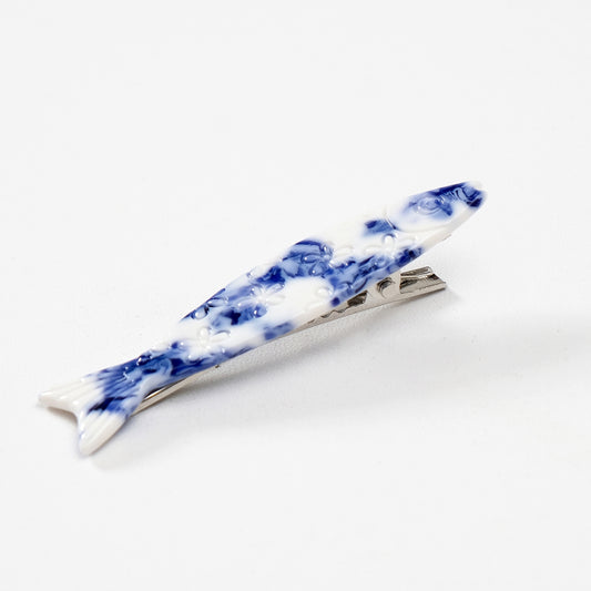 Blue Floral Sardine Hair Barrette