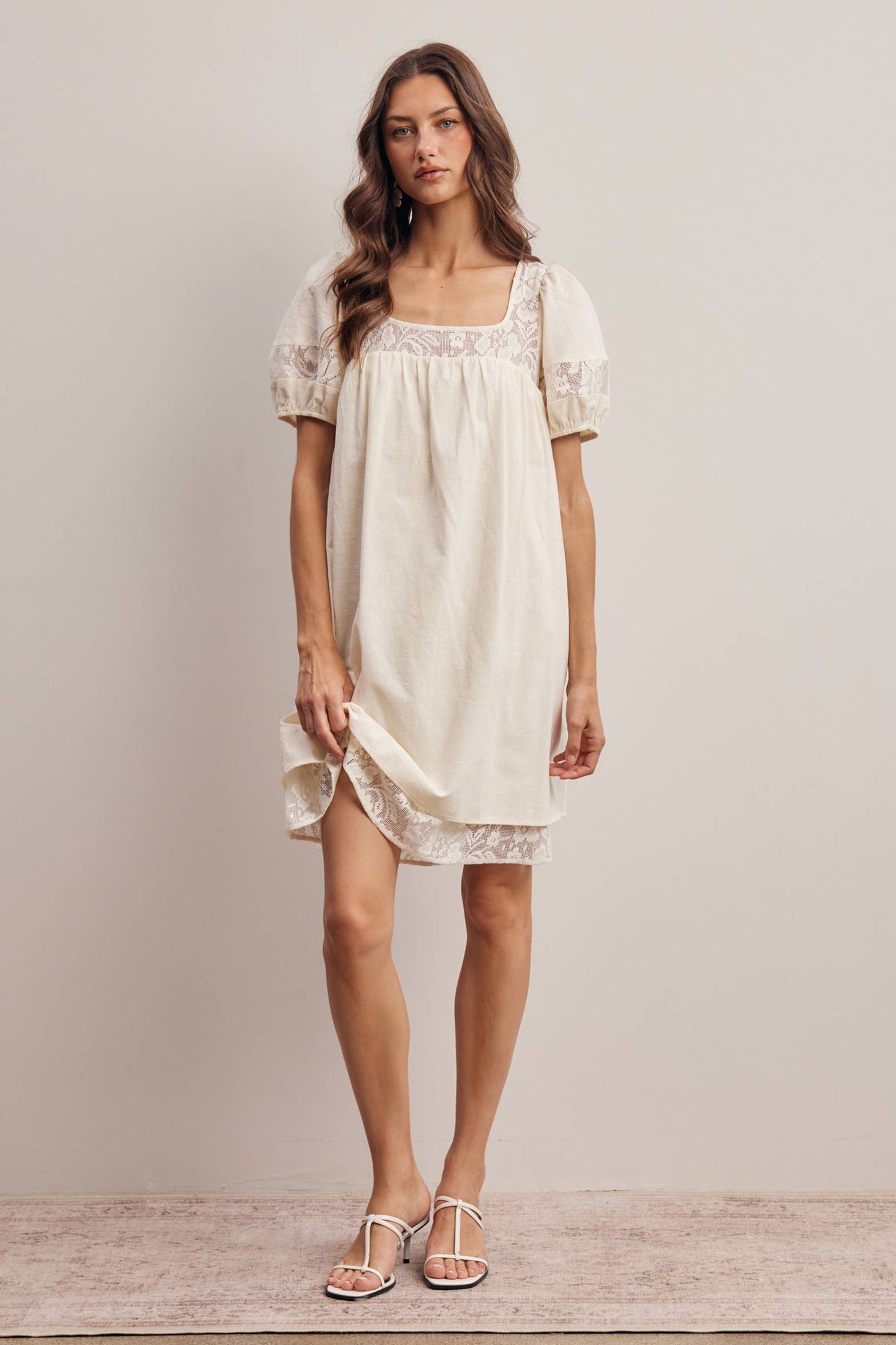 Lisa Lace Puff Sleeve Mini Dress