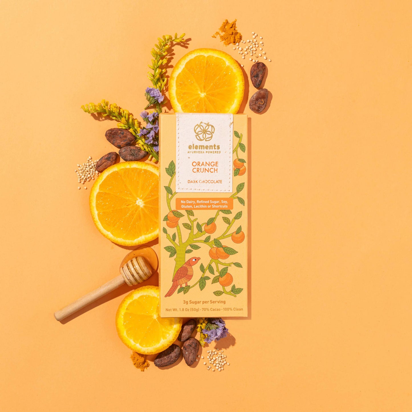 Orange Crunch 70% Dark Chocolate Bar | Dairy-free | Snack