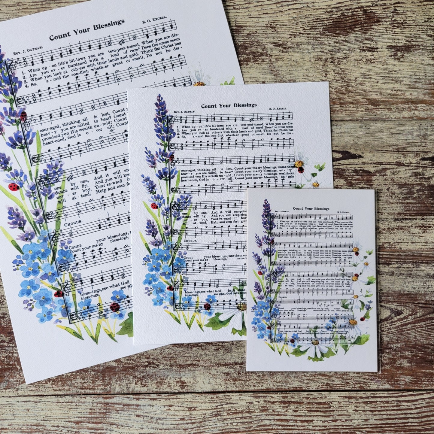 "Count Your Blessings" Floral Hymn Print - Marydean Draws