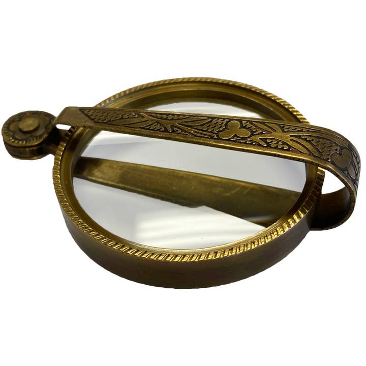 Brass Magnifying Glass with Folding Handle