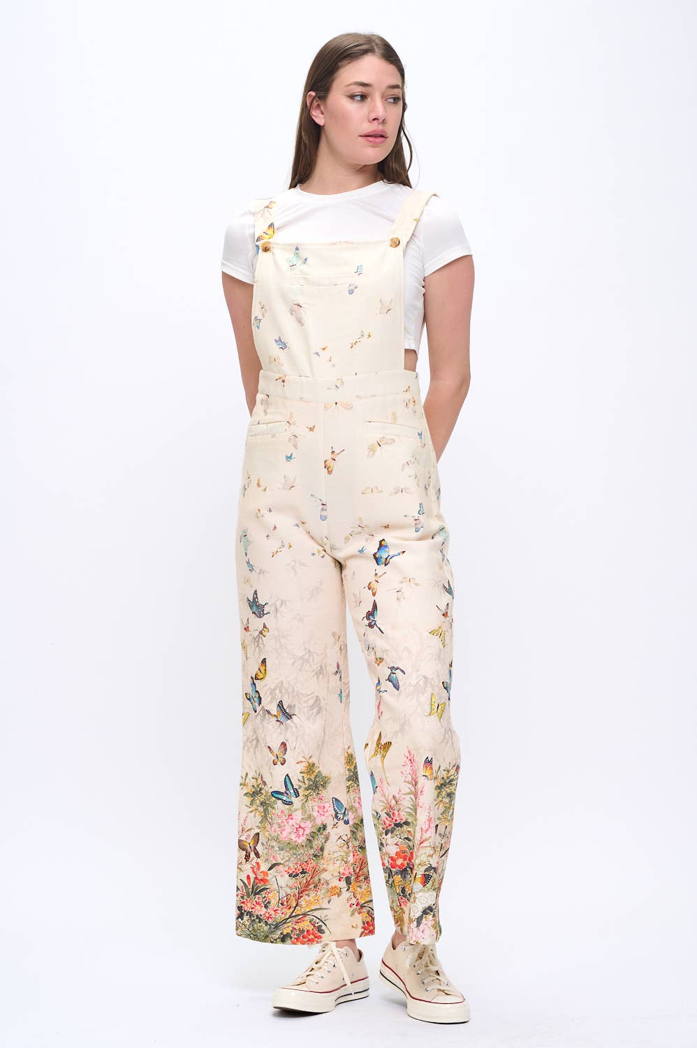 Butterfly Garden Cream Overalls