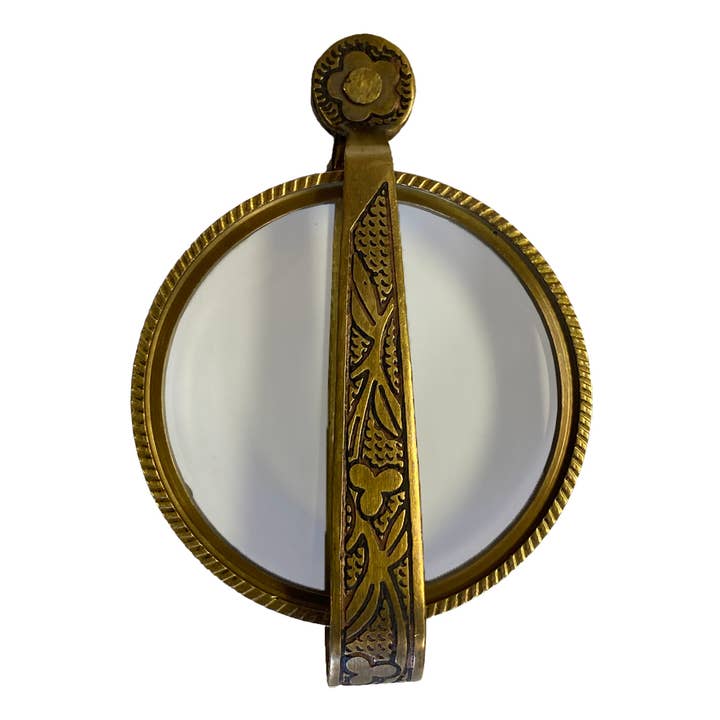 Brass Magnifying Glass with Folding Handle