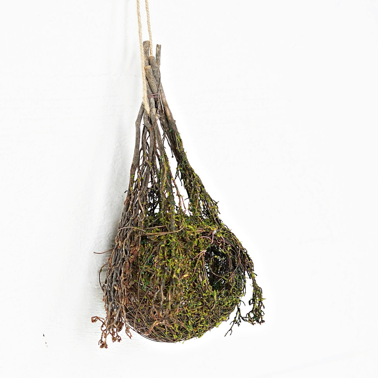 Twig and Moss Ball Decorative Birdhouse