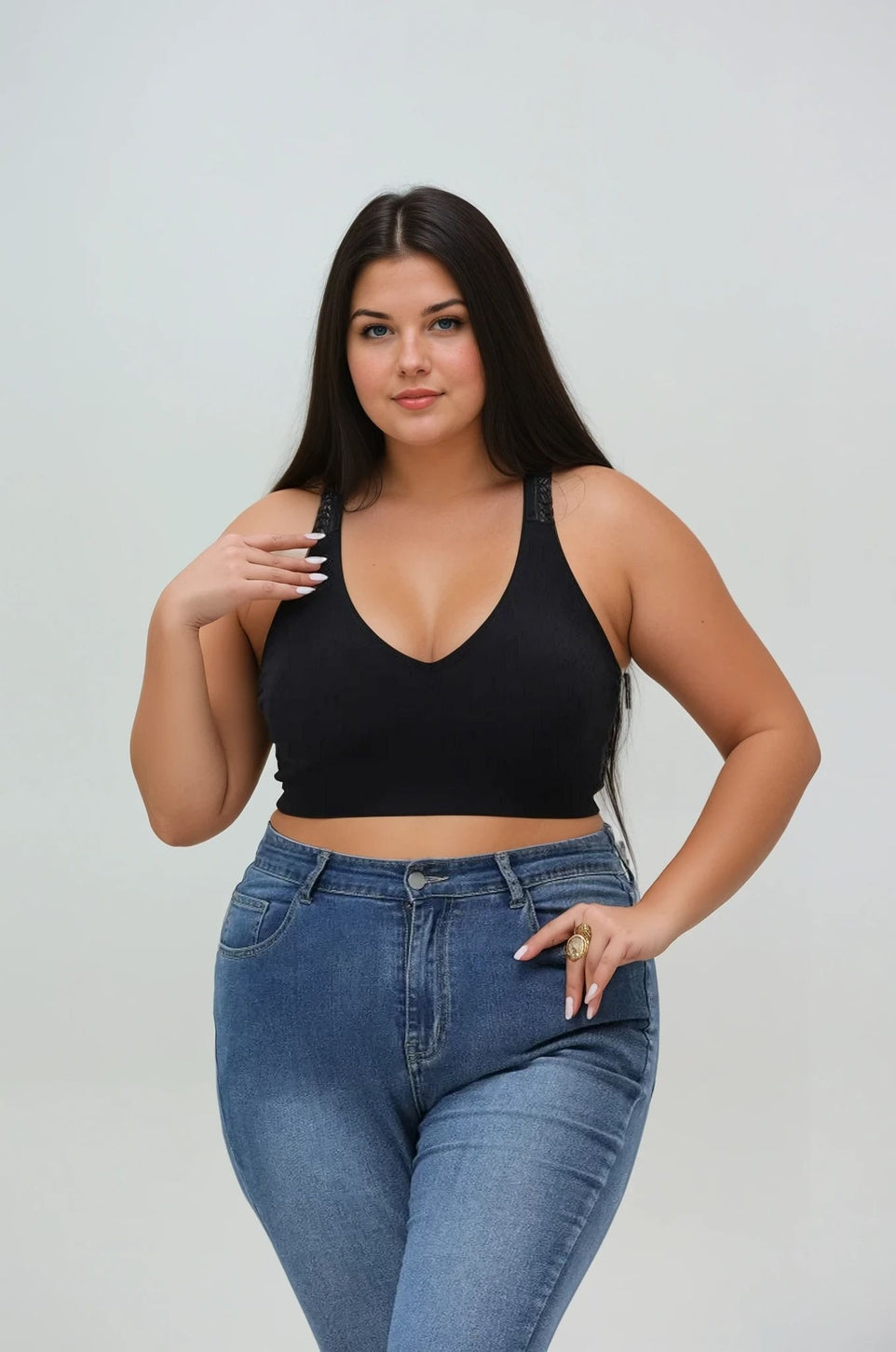Black Lace Trim Padded Bralette