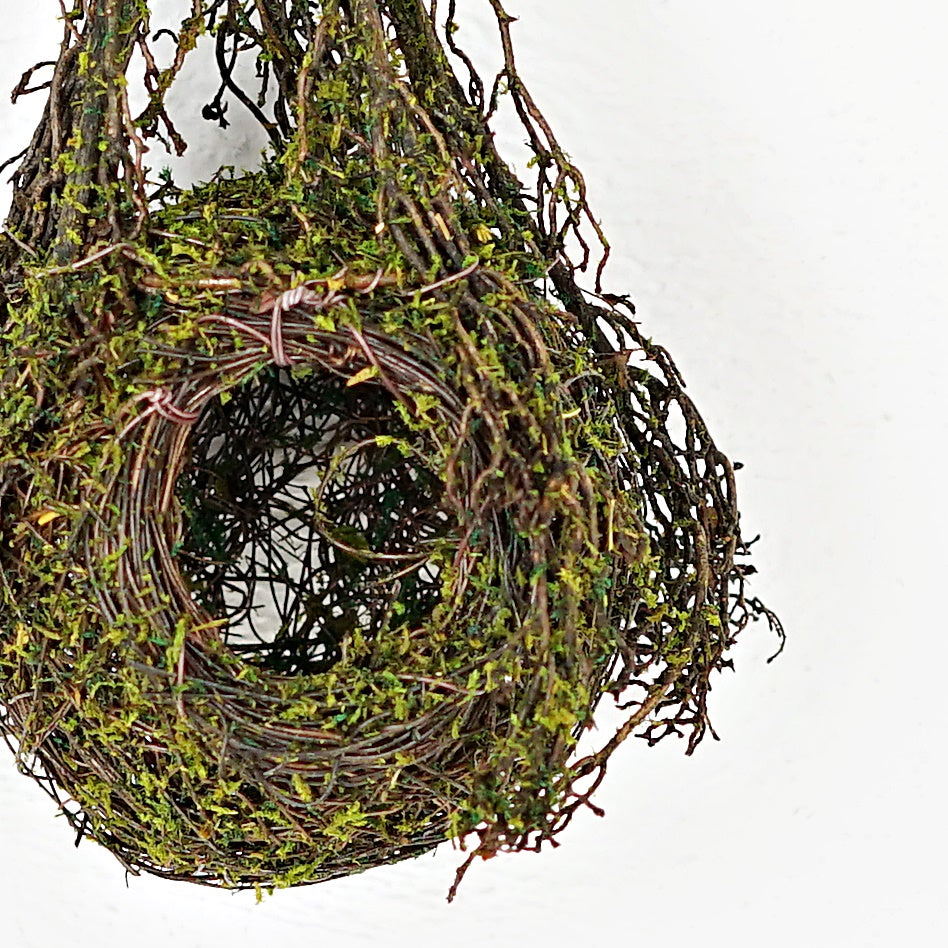 Twig and Moss Ball Decorative Birdhouse