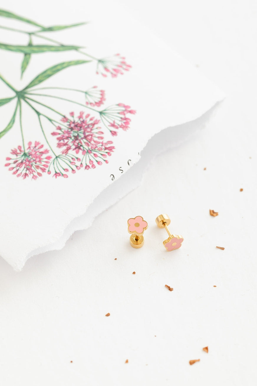 Teeny Pink Poppies Nap Earrings