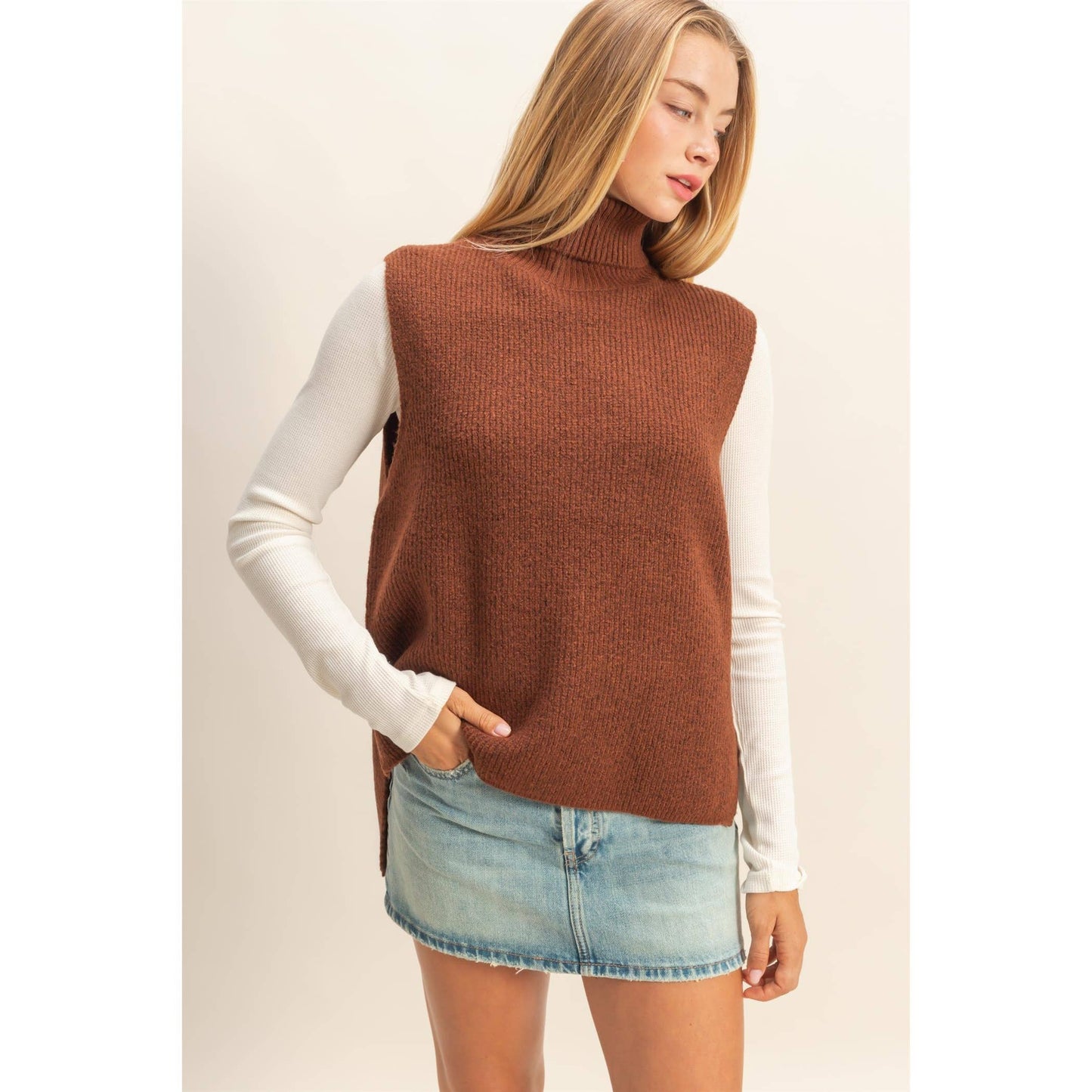 Stella Sleeveless Turtleneck Sweater Vest