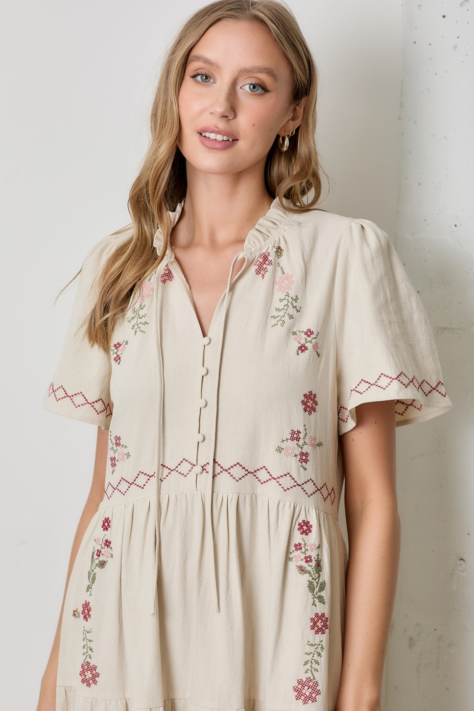 Cora Cross Stitch Maxi Dress