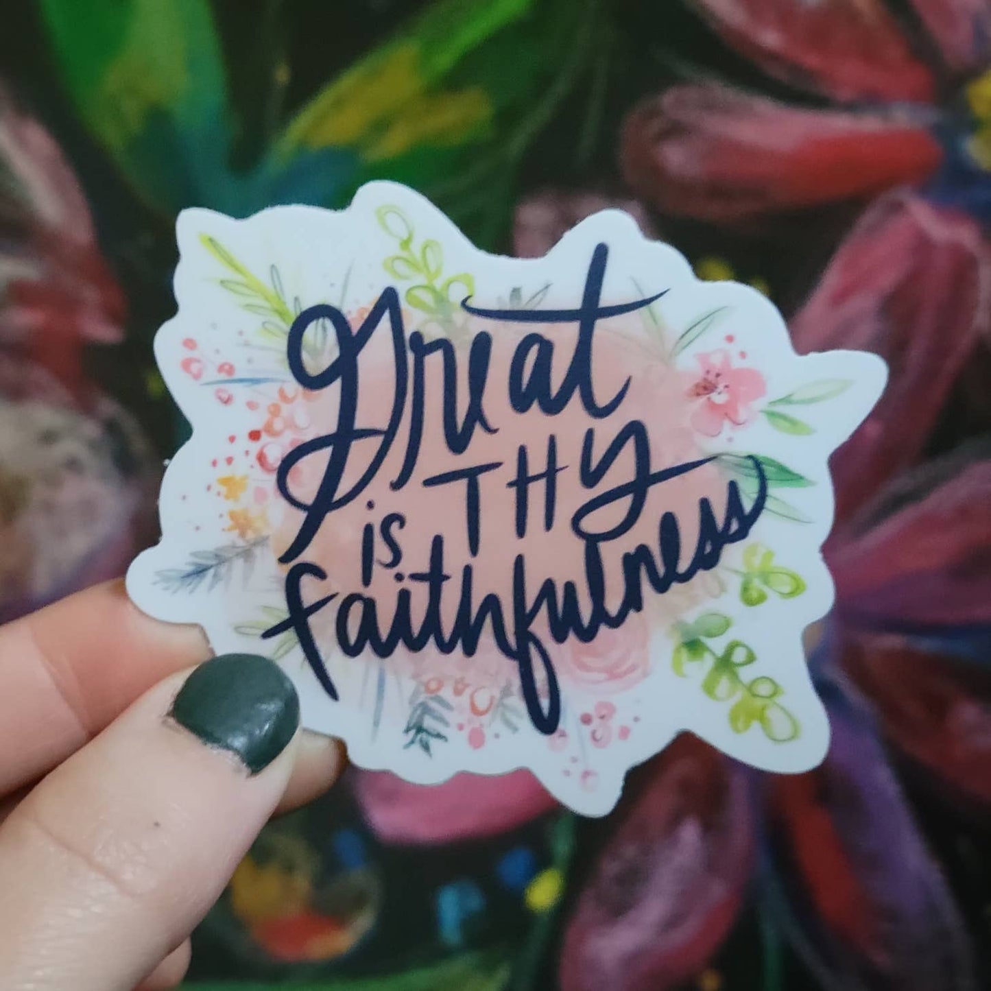 Marydean Draws Sticker - "Great Is Thy Faithfulness" Floral Design