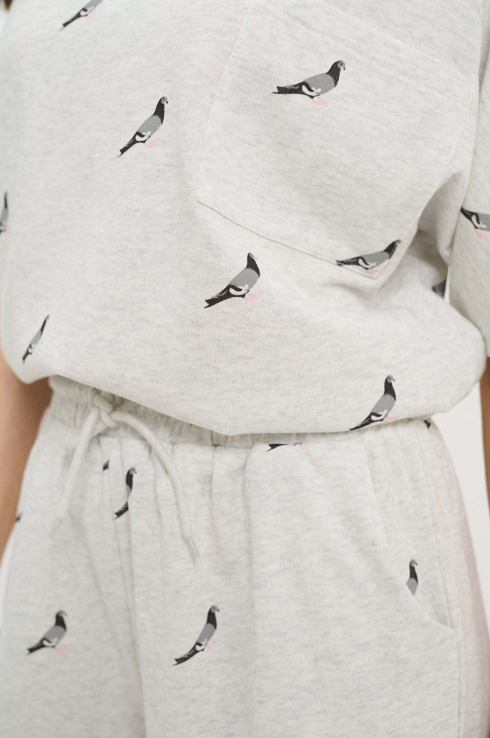 Pigeon Print Relaxed Lounge Top
