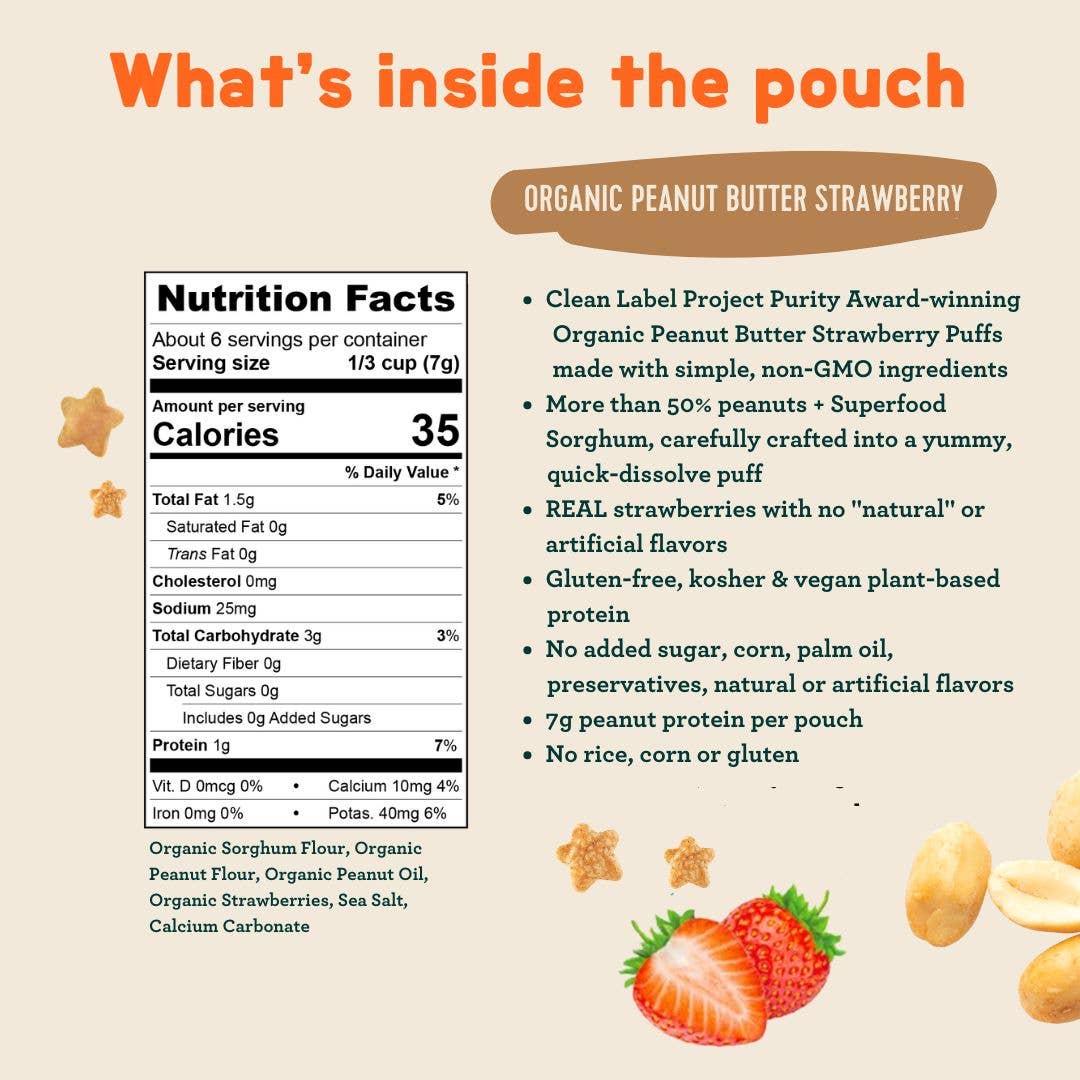 Organic Strawberry Peanut Butter Nutty Puffs Kid & Baby Snacks