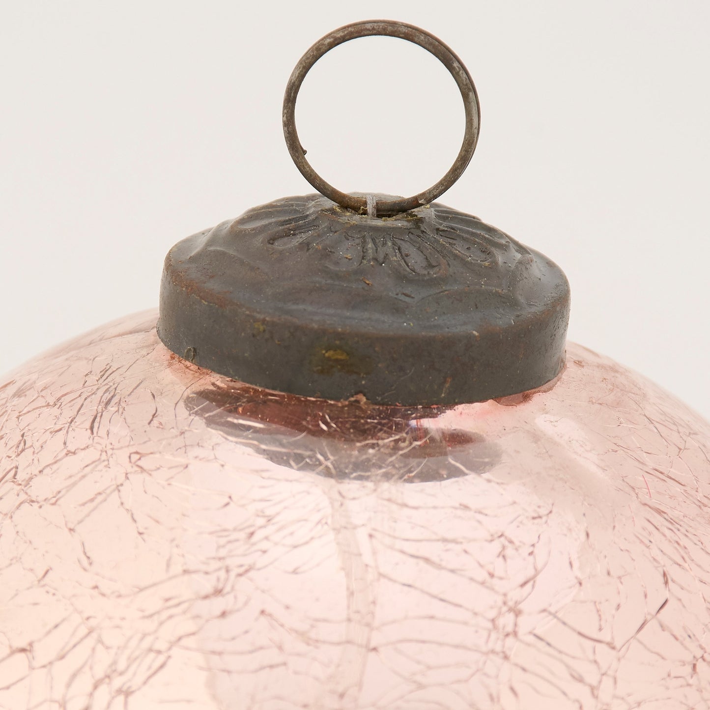 Pink Crackle Glass Ball Ornament