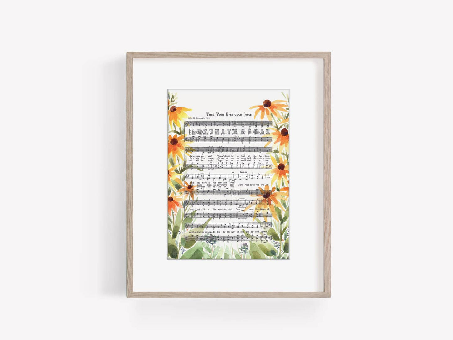 “Turn Your Eyes Upon Jesus" Floral Hymn Print - Marydean Draws