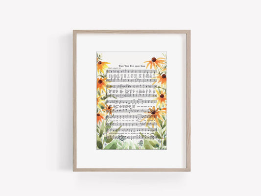 “Turn Your Eyes Upon Jesus" Floral Hymn Print - Marydean Draws