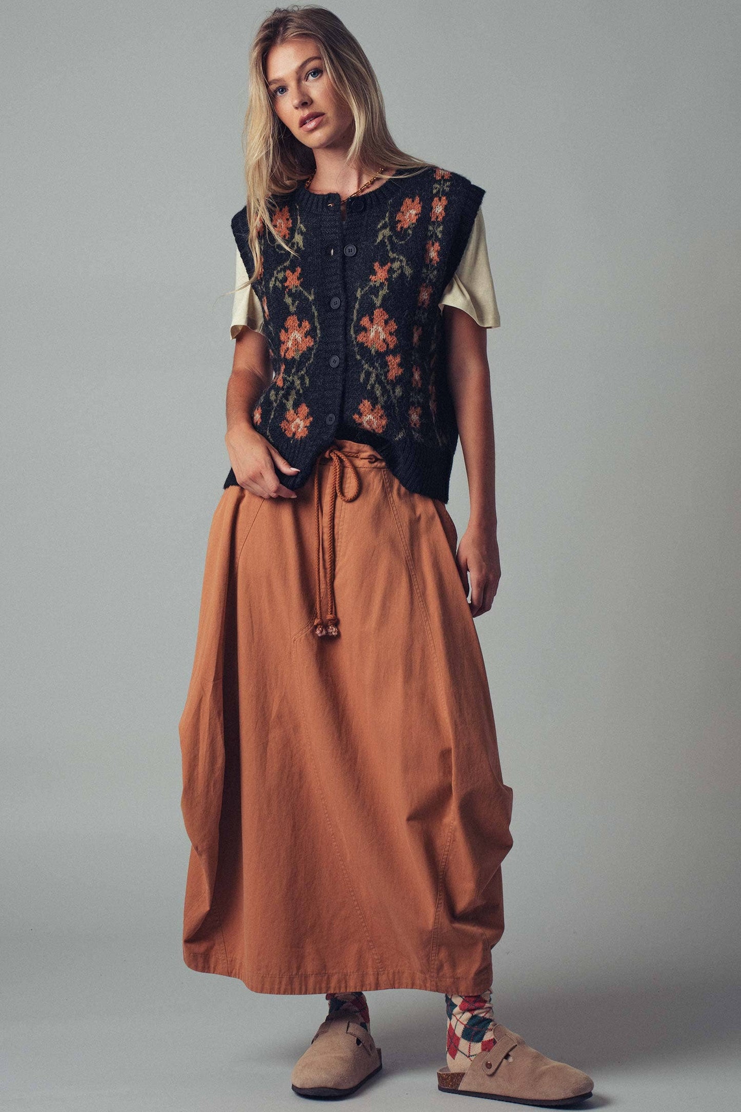 Heather Knit Button-Up Sweater Vest