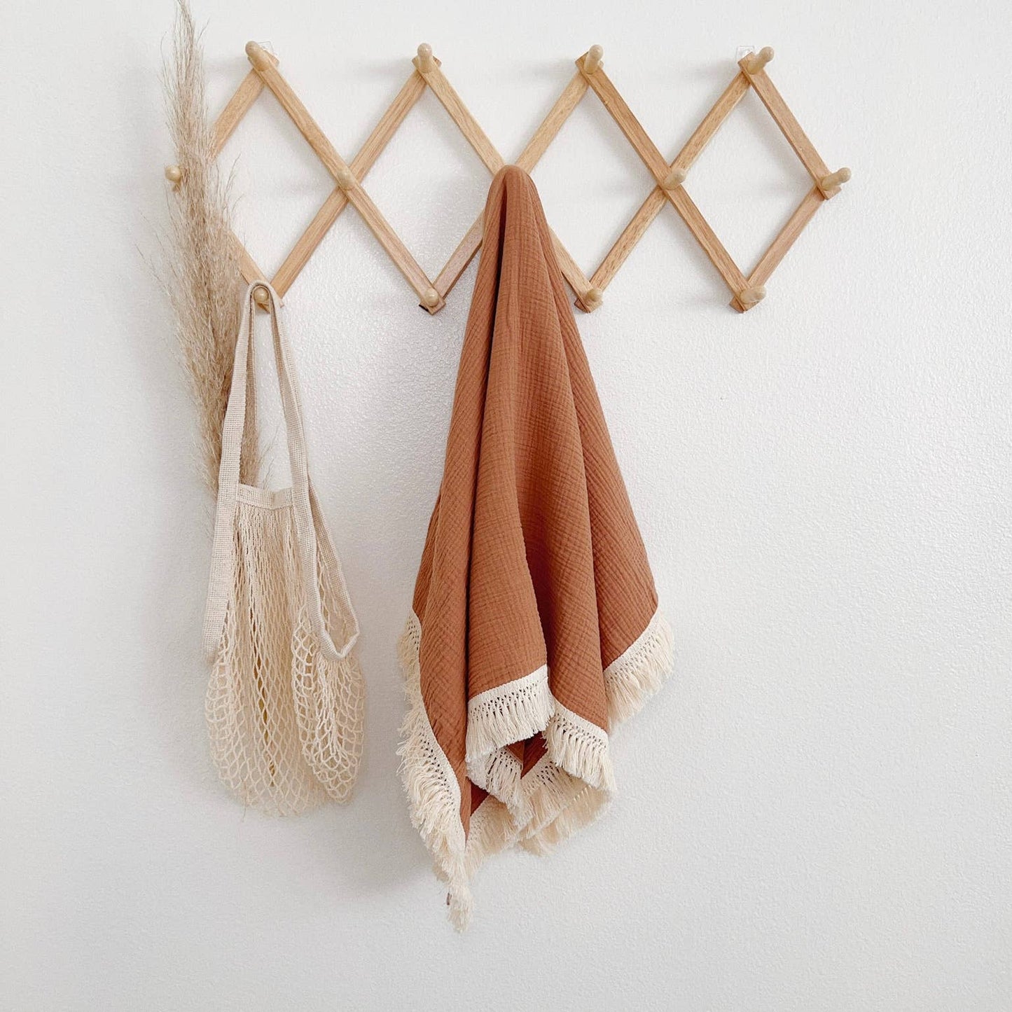 Rust 100% Cotton Fringe Baby Blanket