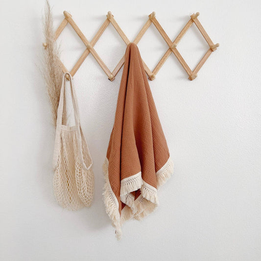 Rust 100% Cotton Fringe Baby Blanket