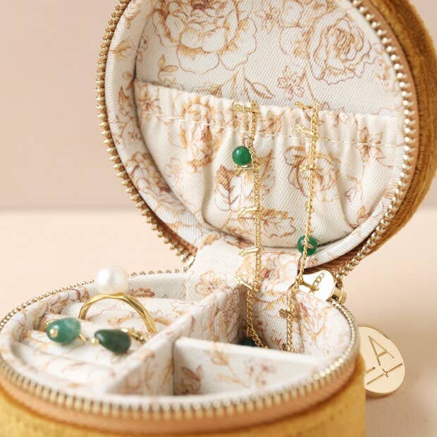 Mustard Velvet Jewelry Case
