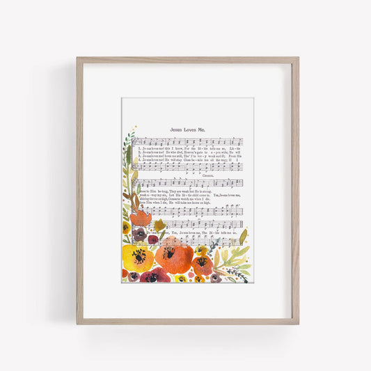 "Jesus Loves Me" Floral Hymn Print - Marydean Draws