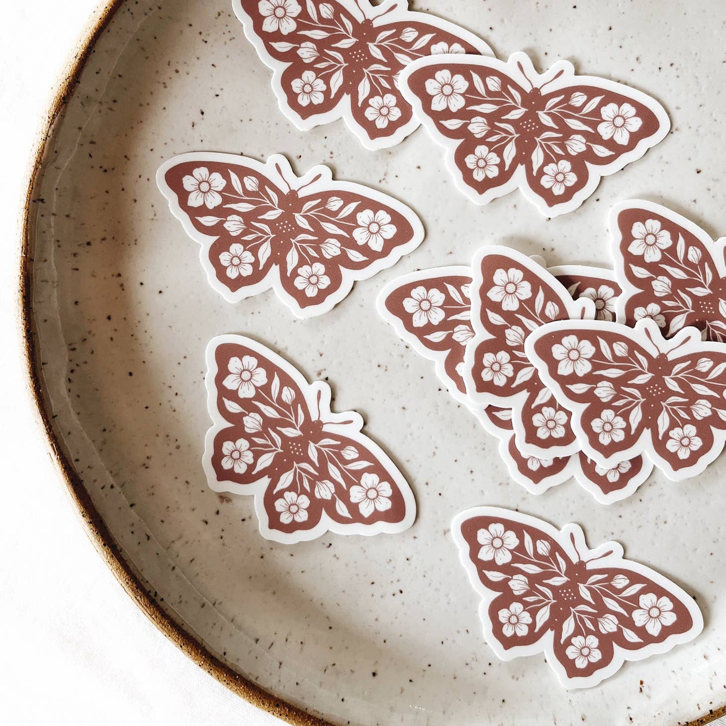 Rose Floral Moth Vinyl Sticker