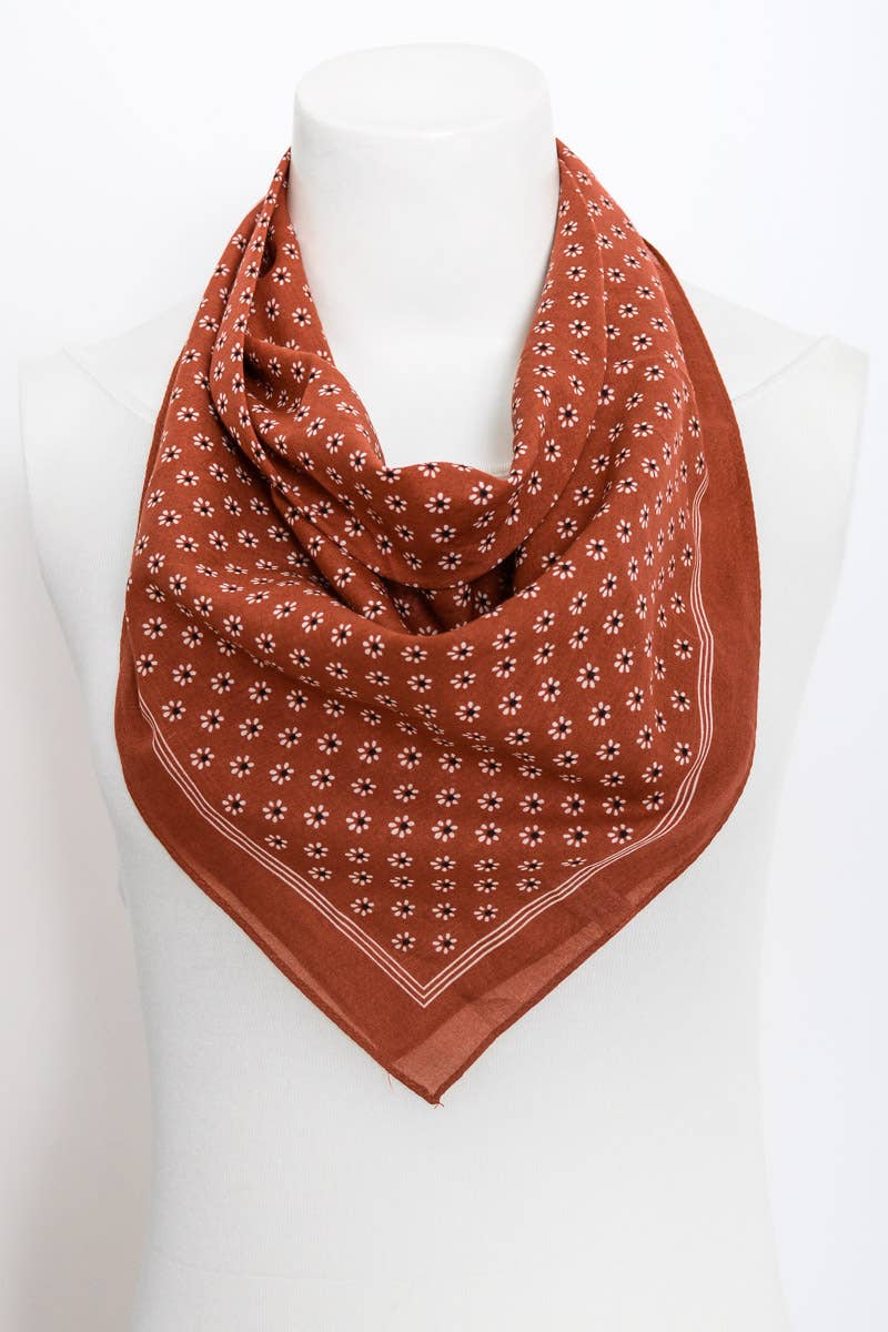 Rust Cotton Daisy Bandana