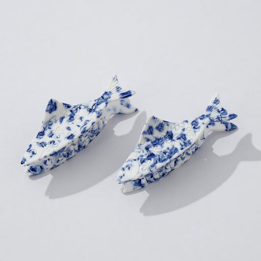 Blue Floral Sardine Claw Clip