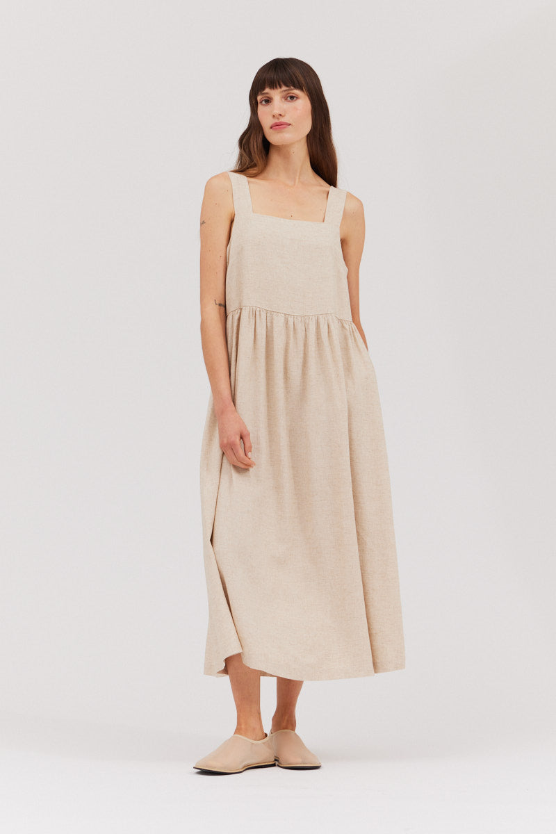 Simple Days Linen-Blend Midi Dress
