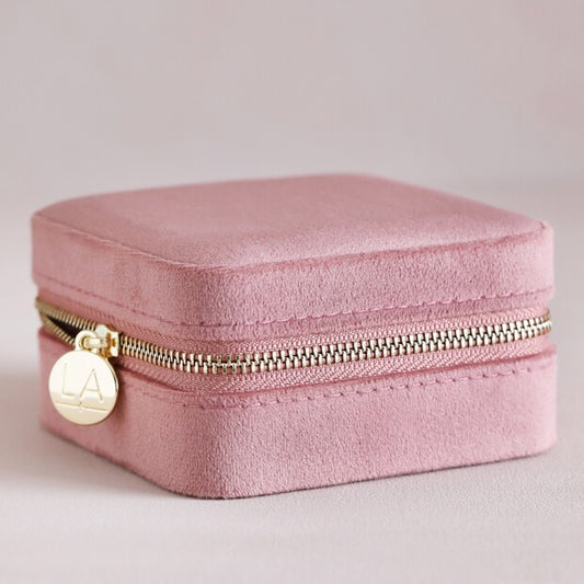 Rosey Pink Velvet Jewelry Case