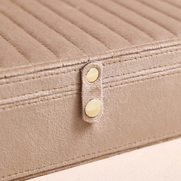 Large Taupe Velvet Jewelry Box