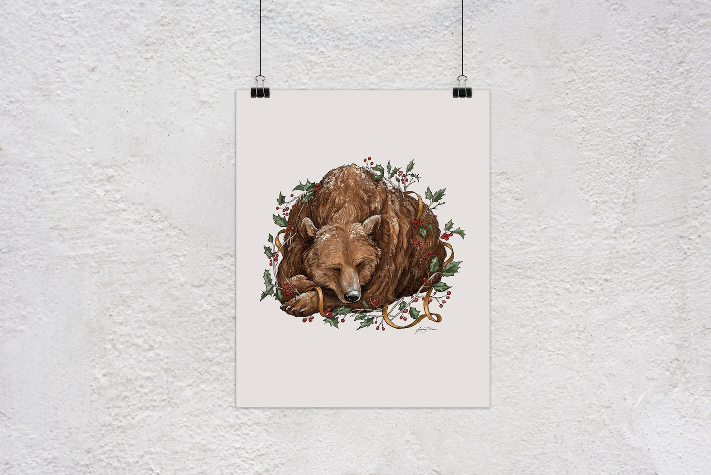 "Winter Slumber" Sleeping Bear Art Print - Joanna Garcia Art