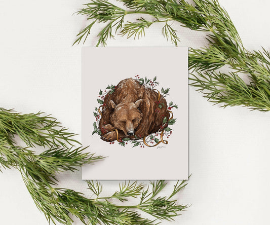 "Winter Slumber" Sleeping Bear Art Print - Joanna Garcia Art