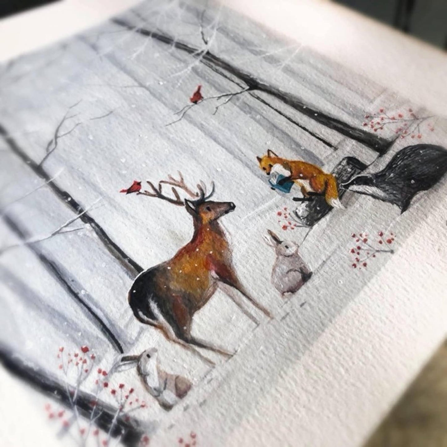 "Snowy Tales" Winter Animals Art Print - Joanna Garcia Art