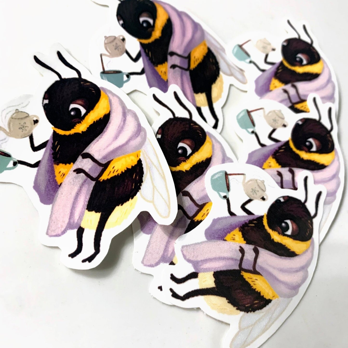 Bee with Tea Vinyl Sticker - Joanna Garcia Art