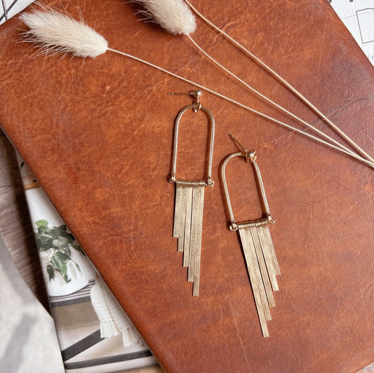 Elevated Brass Fringe Earrings - Free Range & Feral