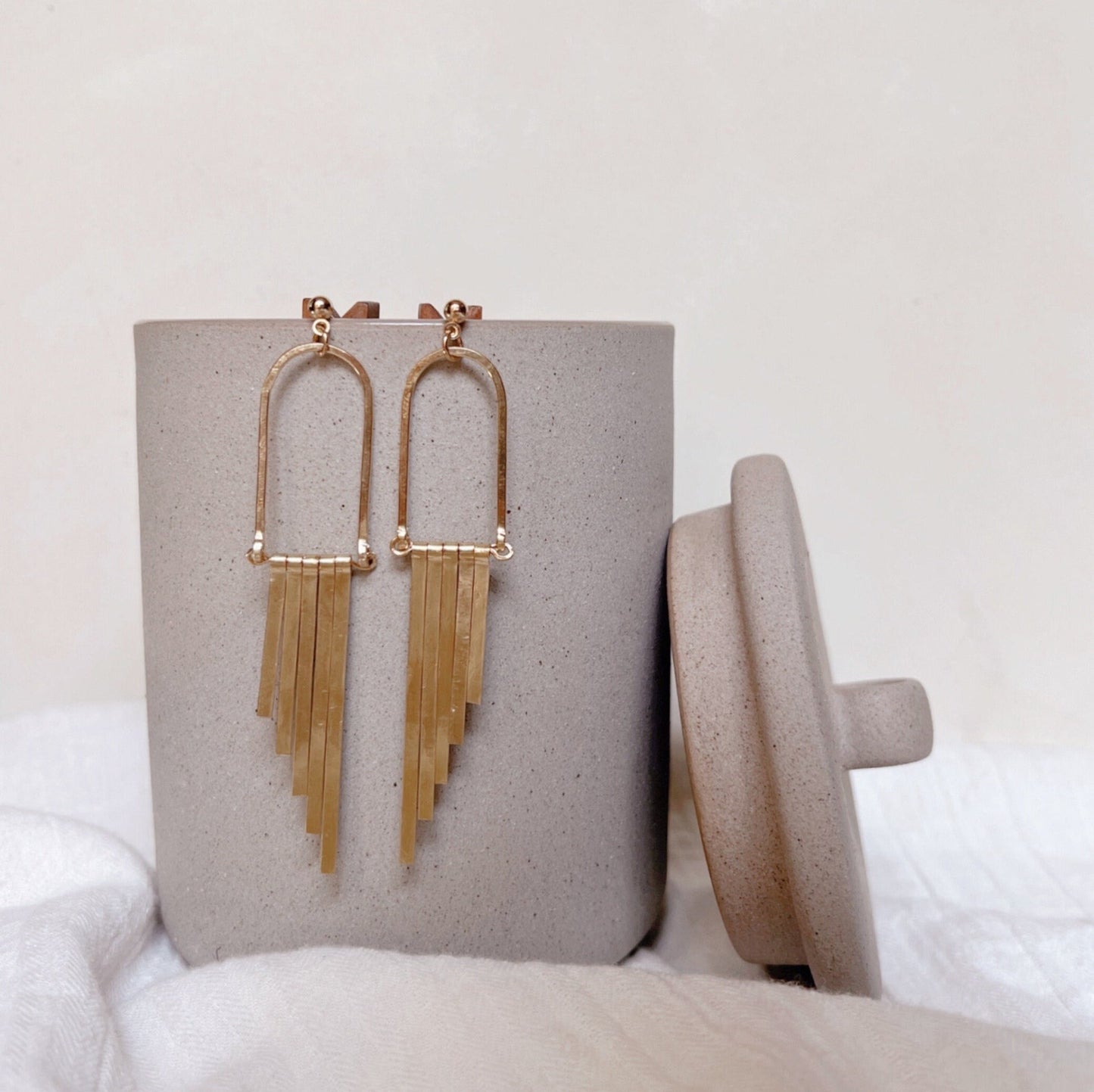 Elevated Brass Fringe Earrings - Free Range & Feral