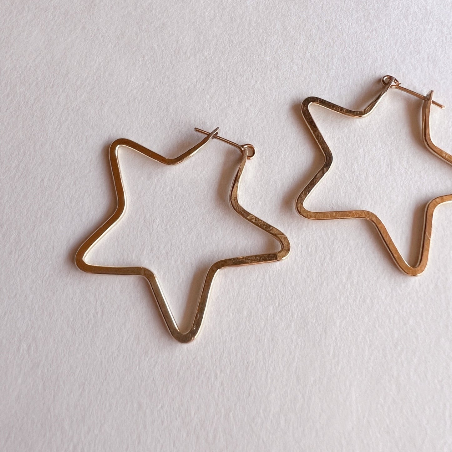 Brass Star Hoop Earrings - Free Range and Feral