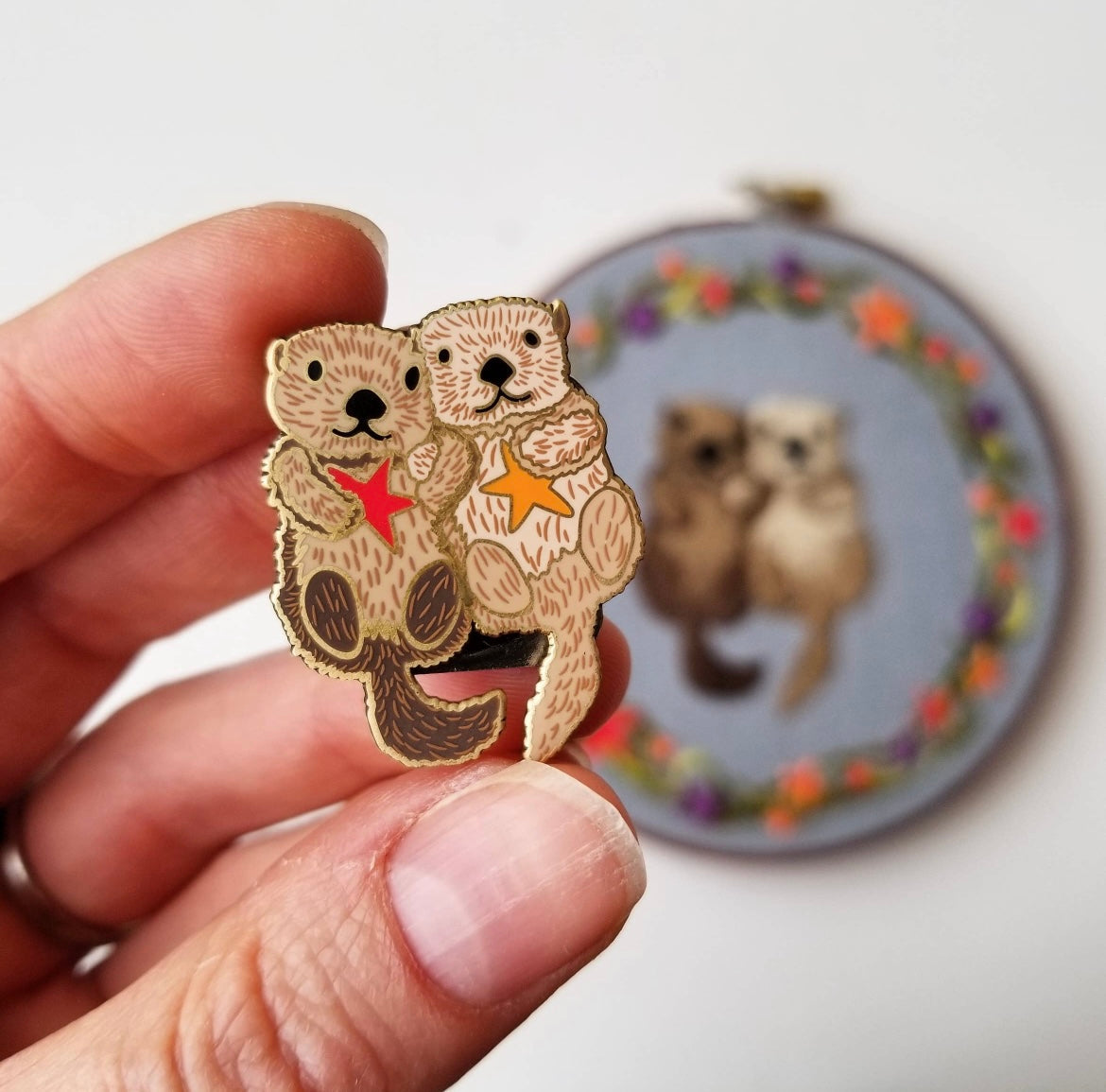 Otters Enamel Needle Minder Magnet