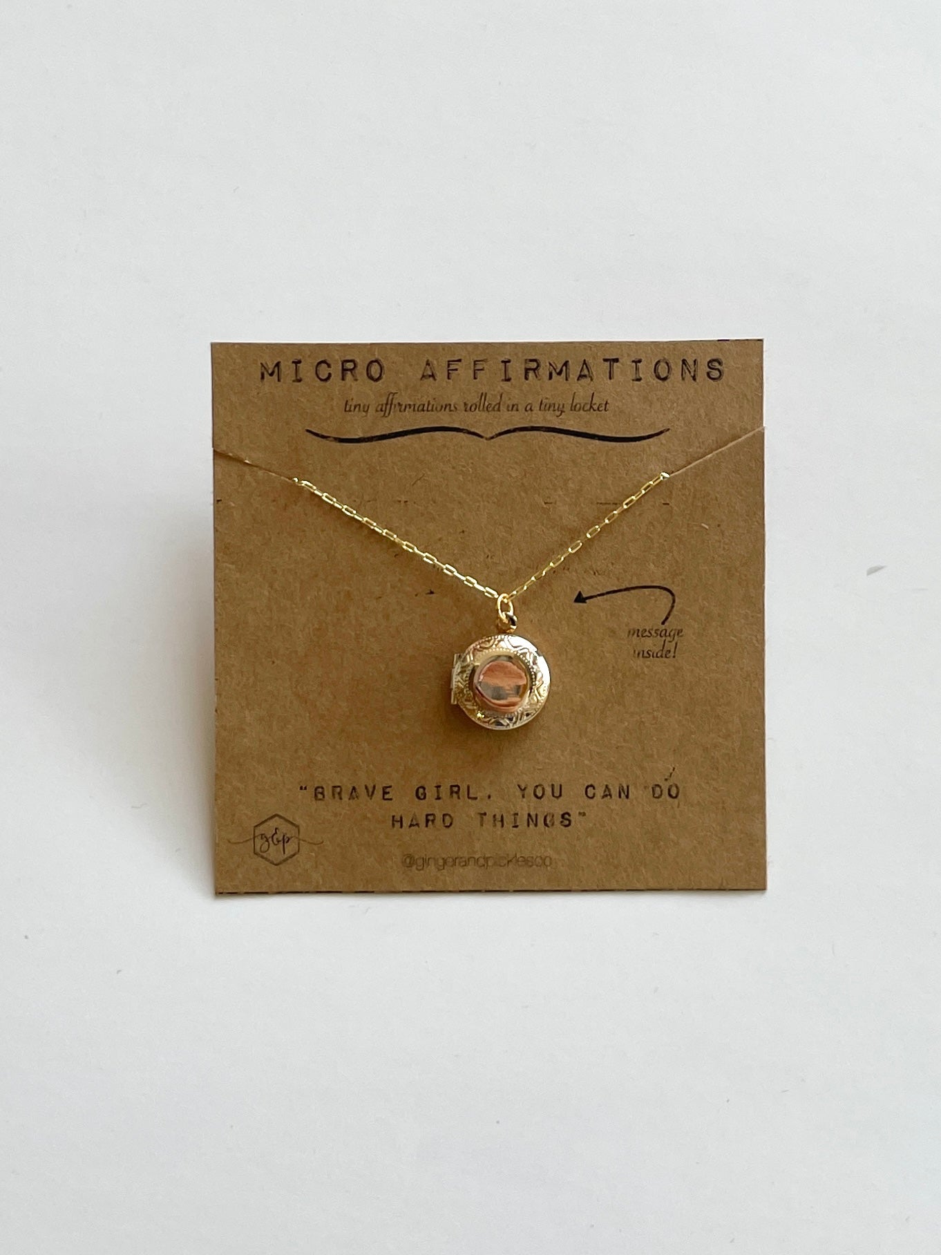 "Brave Girl" Micro Affirmation Locket - Ginger and Pickles