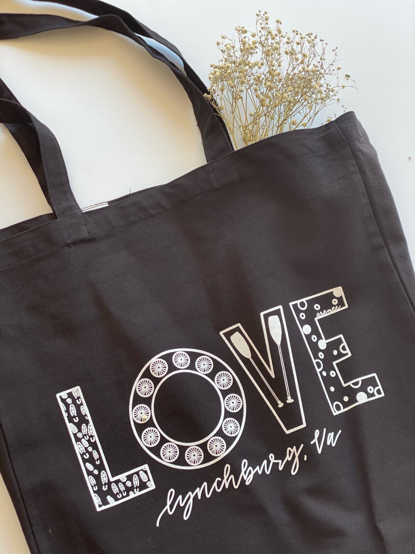 Love Sign Canvas Tote Bag - Black